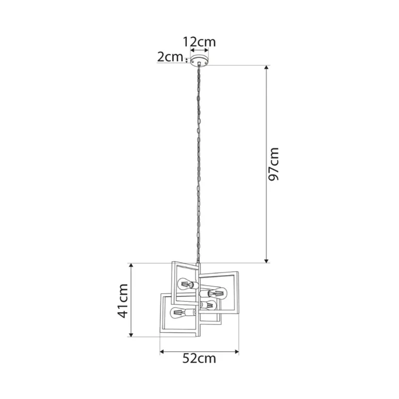 GLOBOSTAR® LOOP 00905 Μοντέρνο Κρεμαστό Φωτιστικό Οροφής με Ντουί 4 x E27 AC 220-240V IP20 - Χάλκινο - Μ52 x Π52 x Υ42cm