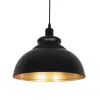 GLOBOSTAR® ANDY 01000 Μοντέρνο Κρεμαστό Φωτιστικό Οροφής με Ντουί 1 x E27 AC 220-240V IP20 - Μαύρο & Χρυσό - Μ35 x Π35 x Υ28cm