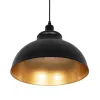 GLOBOSTAR® ANDY 01000 Μοντέρνο Κρεμαστό Φωτιστικό Οροφής με Ντουί 1 x E27 AC 220-240V IP20 - Μαύρο & Χρυσό - Μ35 x Π35 x Υ28cm