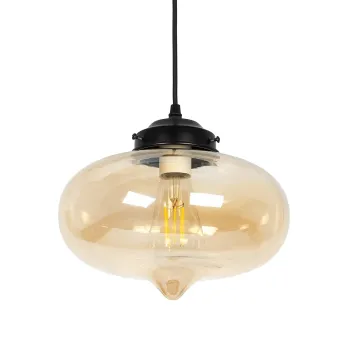 GLOBOSTAR® QUINN 01029 Vintage Κρεμαστό Φωτιστικό Οροφής με Ντουί 1 x E27 AC 220-240V IP20 - Μελί & Μαύρο - Μ26 x Π26 x Υ20cm