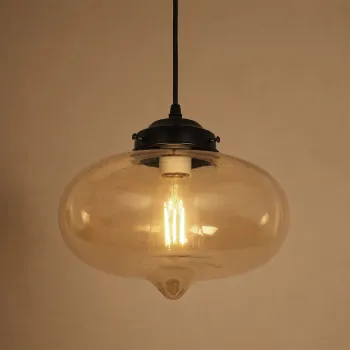 GLOBOSTAR® QUINN 01029 Vintage Κρεμαστό Φωτιστικό Οροφής με Ντουί 1 x E27 AC 220-240V IP20 - Μελί & Μαύρο - Μ26 x Π26 x Υ20cm