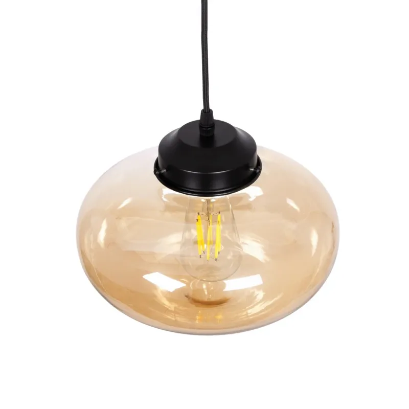 GLOBOSTAR® QUINN 01029 Vintage Κρεμαστό Φωτιστικό Οροφής με Ντουί 1 x E27 AC 220-240V IP20 - Μελί & Μαύρο - Μ26 x Π26 x Υ20cm