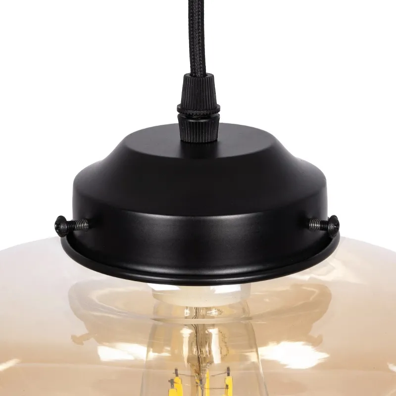 GLOBOSTAR® QUINN 01029 Vintage Κρεμαστό Φωτιστικό Οροφής με Ντουί 1 x E27 AC 220-240V IP20 - Μελί & Μαύρο - Μ26 x Π26 x Υ20cm