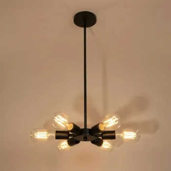 GLOBOSTAR® CONFOR 01036 Μοντέρνο Φωτιστικό Οροφής με Ντουί 6 x E27 AC 220-240V IP20 - Μαύρο - Μ26 x Π26 x Υ4cm