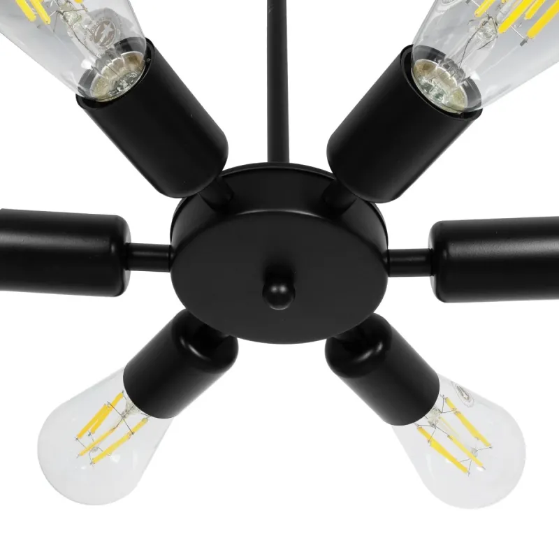 GLOBOSTAR® CONFOR 01036 Μοντέρνο Φωτιστικό Οροφής με Ντουί 6 x E27 AC 220-240V IP20 - Μαύρο - Μ26 x Π26 x Υ4cm