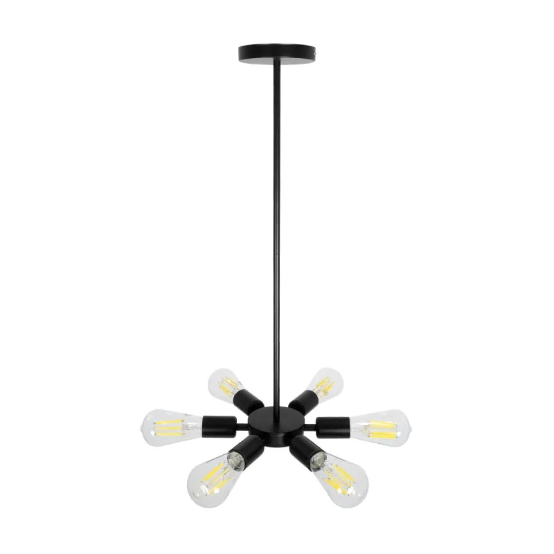 GLOBOSTAR® CONFOR 01036 Μοντέρνο Φωτιστικό Οροφής με Ντουί 6 x E27 AC 220-240V IP20 - Μαύρο - Μ26 x Π26 x Υ4cm