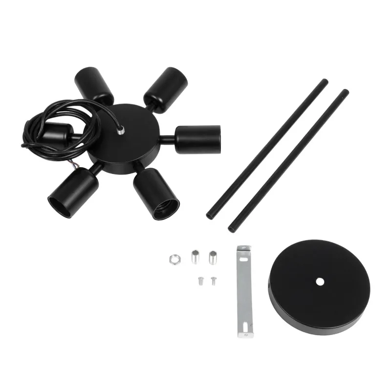 GLOBOSTAR® CONFOR 01036 Μοντέρνο Φωτιστικό Οροφής με Ντουί 6 x E27 AC 220-240V IP20 - Μαύρο - Μ26 x Π26 x Υ4cm