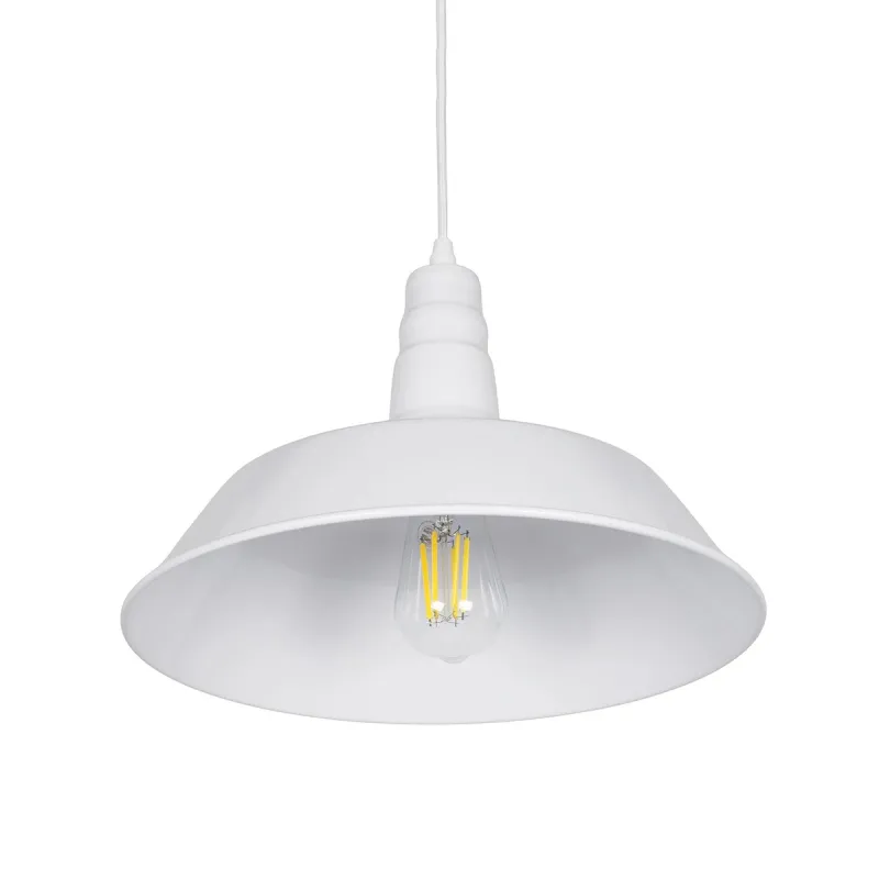 GLOBOSTAR® RAY 01043 Vintage Κρεμαστό Φωτιστικό Οροφής με Ντουί 1 x E27 AC 220-240V IP20 - Λευκό - Μ36 x Π36 x Υ25cm