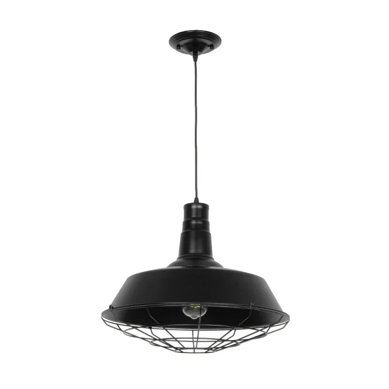 GLOBOSTAR® RAY 01048 Vintage Κρεμαστό Φωτιστικό Οροφής με Ντουί 1 x E27 AC 220-240V IP20 - Μαύρο - Μ46 x Π46 x Υ39cm