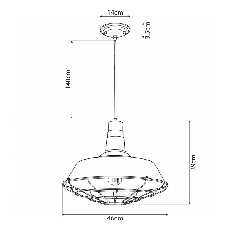 GLOBOSTAR® RAY 01048 Vintage Κρεμαστό Φωτιστικό Οροφής με Ντουί 1 x E27 AC 220-240V IP20 - Μαύρο - Μ46 x Π46 x Υ39cm