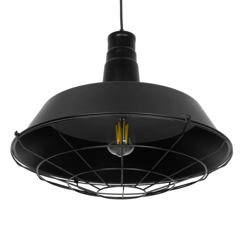 GLOBOSTAR® RAY 01048 Vintage Κρεμαστό Φωτιστικό Οροφής με Ντουί 1 x E27 AC 220-240V IP20 - Μαύρο - Μ46 x Π46 x Υ39cm