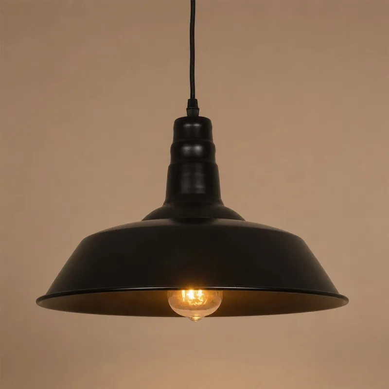 GLOBOSTAR® RAY 01049 Vintage Κρεμαστό Φωτιστικό Οροφής με Ντουί 1 x E27 AC 220-240V IP20 - Μαύρο - Μ36 x Π36 x Υ25cm