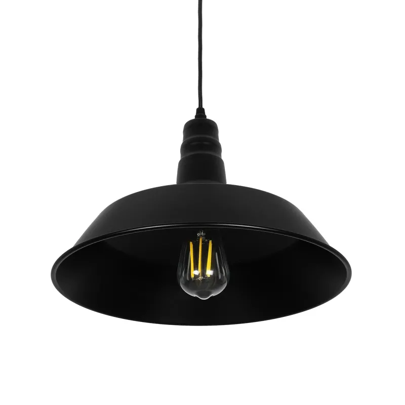 GLOBOSTAR® RAY 01049 Vintage Κρεμαστό Φωτιστικό Οροφής με Ντουί 1 x E27 AC 220-240V IP20 - Μαύρο - Μ36 x Π36 x Υ25cm