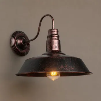 GLOBOSTAR® RAY 01052 Vintage Φωτιστικό Τοίχου - Απλίκα με Ντουί 1 x E27 AC 220-240V IP20 - Χάλκινο Εφέ Σκουριάς - Μ35 x Π40 x Υ32cm