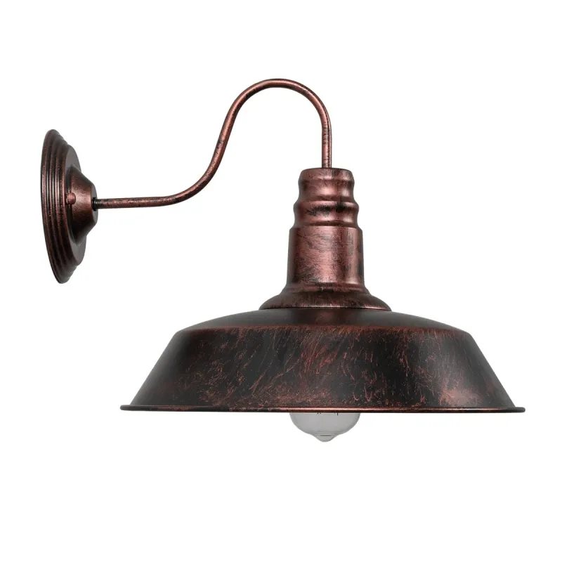 GLOBOSTAR® RAY 01052 Vintage Φωτιστικό Τοίχου - Απλίκα με Ντουί 1 x E27 AC 220-240V IP20 - Χάλκινο Εφέ Σκουριάς - Μ35 x Π40 x Υ32cm