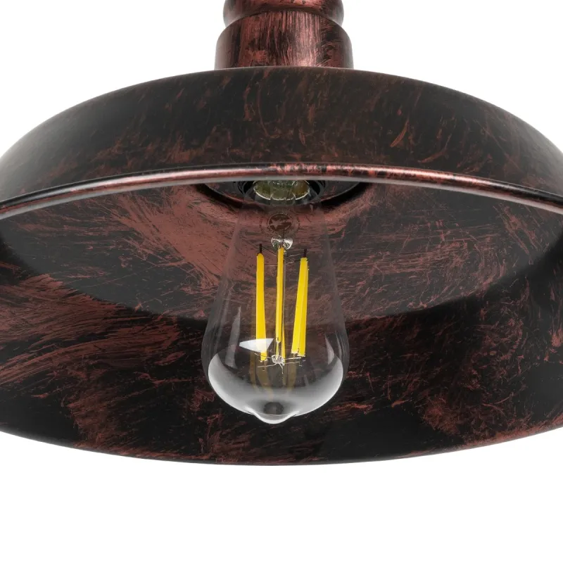 GLOBOSTAR® RAY 01052 Vintage Φωτιστικό Τοίχου - Απλίκα με Ντουί 1 x E27 AC 220-240V IP20 - Χάλκινο Εφέ Σκουριάς - Μ35 x Π40 x Υ32cm