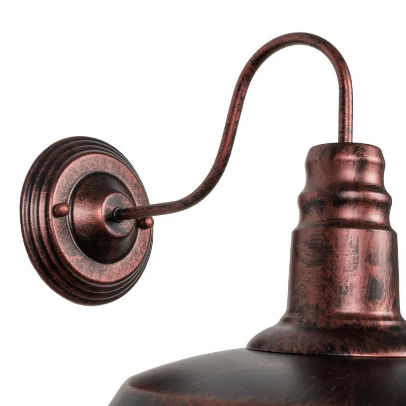 GLOBOSTAR® RAY 01052 Vintage Φωτιστικό Τοίχου - Απλίκα με Ντουί 1 x E27 AC 220-240V IP20 - Χάλκινο Εφέ Σκουριάς - Μ35 x Π40 x Υ32cm