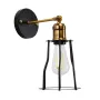 GLOBOSTAR® CATEL 01054 Vintage Φωτιστικό Τοίχου - Απλίκα με Ντουί 1 x E27 AC 220-240V IP20 - Μαύρο & Χρυσό - Μ15 x Π23 x Υ30cm