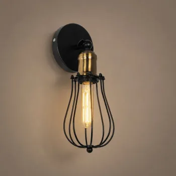 GLOBOSTAR® CATEL 01056 Vintage Φωτιστικό Τοίχου - Απλίκα με Ντουί 1 x E27 AC 220-240V IP20 - Μαύρο & Χρυσό - Μ12 x 15 x Υ32cm GLOBOSTAR® CATEL 01056 Vintage Φωτιστικό Τοίχου - Απλίκα με Ντουί 1 x E27 AC 220-240V IP20 - Μαύρο & Χρυσό - Μ12 x 15 x Υ32cm