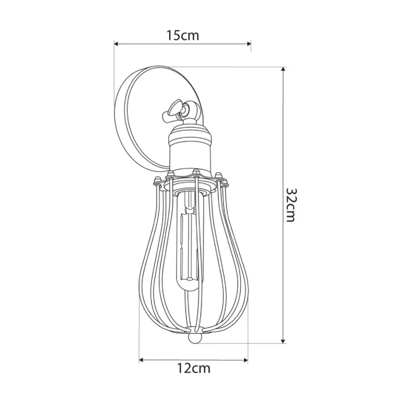 GLOBOSTAR® CATEL 01056 Vintage Φωτιστικό Τοίχου - Απλίκα με Ντουί 1 x E27 AC 220-240V IP20 - Μαύρο & Χρυσό - Μ12 x 15 x Υ32cm