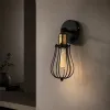 GLOBOSTAR® CATEL 01056 Vintage Φωτιστικό Τοίχου - Απλίκα με Ντουί 1 x E27 AC 220-240V IP20 - Μαύρο & Χρυσό - Μ12 x 15 x Υ32cm
