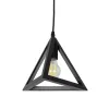 GLOBOSTAR® TRIANGLE 01063 Μοντέρνο Κρεμαστό Φωτιστικό Οροφής με Ντουί 1 x E27 AC 220-240V IP20 - Μαύρο - Μ25 x Π25 x Y21cm