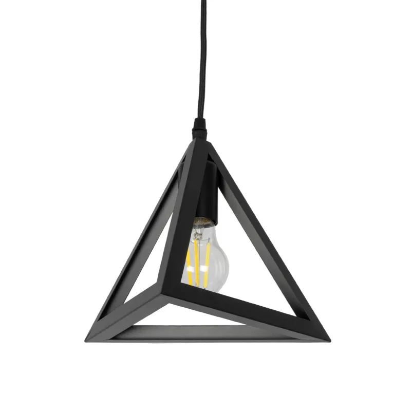 GLOBOSTAR® TRIANGLE 01063 Μοντέρνο Κρεμαστό Φωτιστικό Οροφής με Ντουί 1 x E27 AC 220-240V IP20 - Μαύρο - Μ25 x Π25 x Y21cm