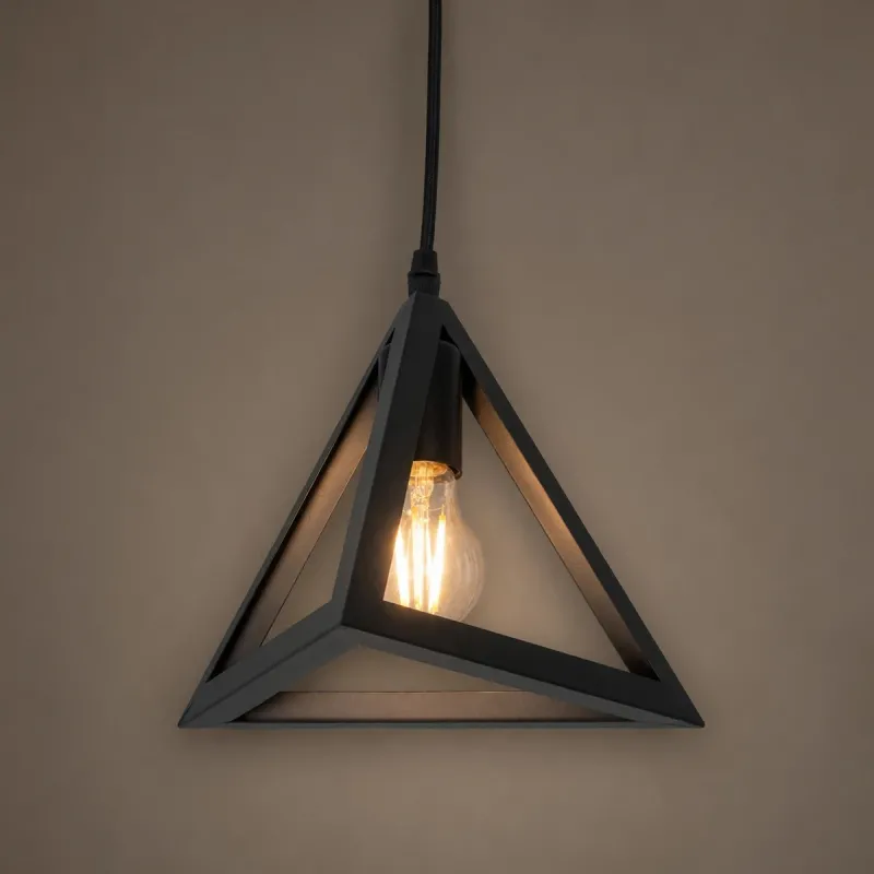 GLOBOSTAR® TRIANGLE 01063 Μοντέρνο Κρεμαστό Φωτιστικό Οροφής με Ντουί 1 x E27 AC 220-240V IP20 - Μαύρο - Μ25 x Π25 x Y21cm