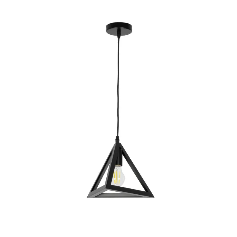 GLOBOSTAR® TRIANGLE 01063 Μοντέρνο Κρεμαστό Φωτιστικό Οροφής με Ντουί 1 x E27 AC 220-240V IP20 - Μαύρο - Μ25 x Π25 x Y21cm