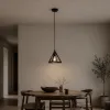 GLOBOSTAR® TRIANGLE 01063 Μοντέρνο Κρεμαστό Φωτιστικό Οροφής με Ντουί 1 x E27 AC 220-240V IP20 - Μαύρο - Μ25 x Π25 x Y21cm