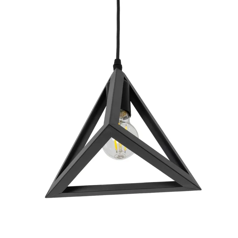 GLOBOSTAR® TRIANGLE 01063 Μοντέρνο Κρεμαστό Φωτιστικό Οροφής με Ντουί 1 x E27 AC 220-240V IP20 - Μαύρο - Μ25 x Π25 x Y21cm