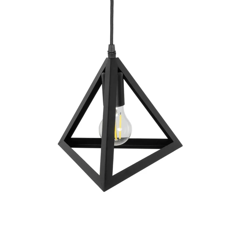 GLOBOSTAR® TRIANGLE 01063 Μοντέρνο Κρεμαστό Φωτιστικό Οροφής με Ντουί 1 x E27 AC 220-240V IP20 - Μαύρο - Μ25 x Π25 x Y21cm