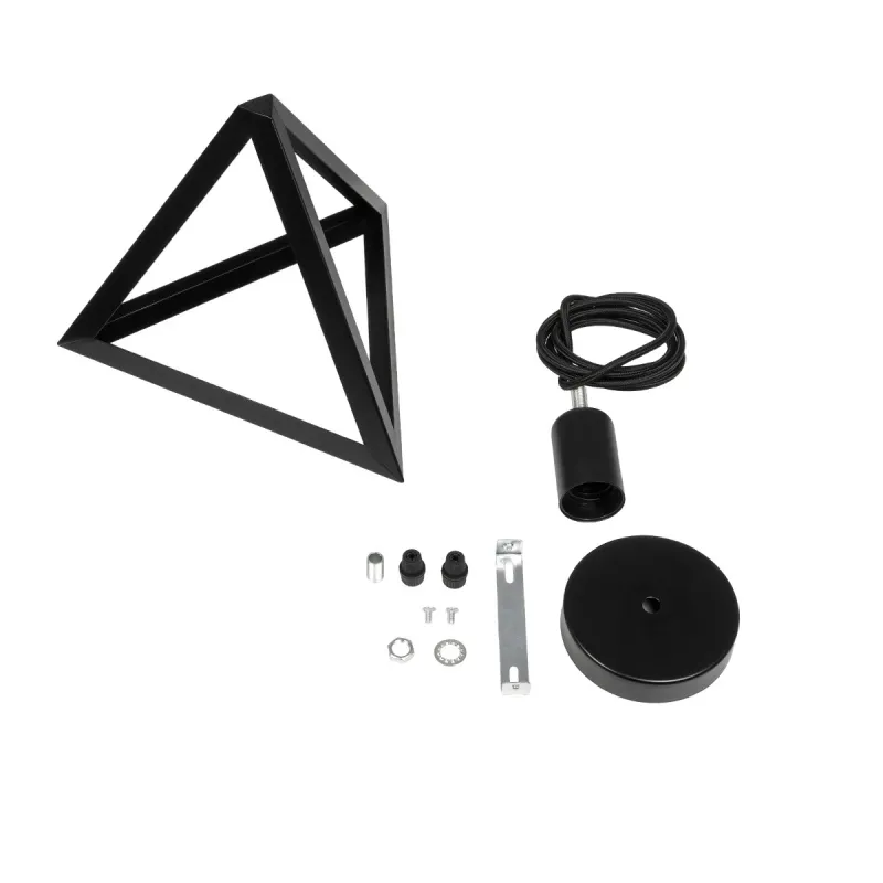 GLOBOSTAR® TRIANGLE 01063 Μοντέρνο Κρεμαστό Φωτιστικό Οροφής με Ντουί 1 x E27 AC 220-240V IP20 - Μαύρο - Μ25 x Π25 x Y21cm