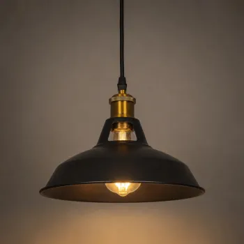 GLOBOSTAR® ANER 01073 Vintage Κρεμαστό Φωτιστικό Οροφής με Ντουί 1 x E27 AC 220-240V IP20 - Μαύρο & Χρυσό - Μ27.5 x Π27.5 x Υ19cm