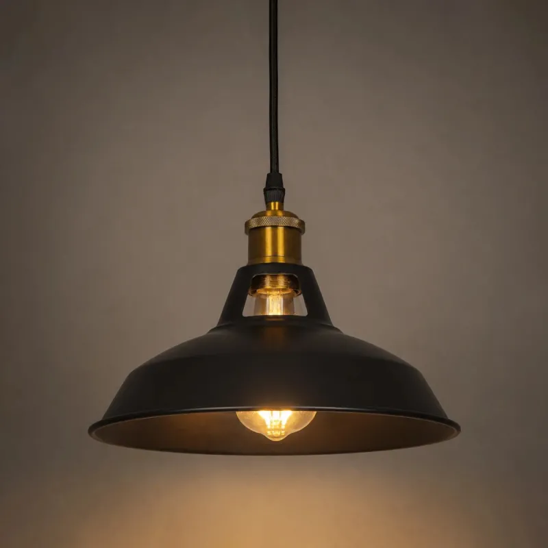 GLOBOSTAR® ANER 01073 Vintage Κρεμαστό Φωτιστικό Οροφής με Ντουί 1 x E27 AC 220-240V IP20 - Μαύρο & Χρυσό - Μ27.5 x Π27.5 x Υ19cm