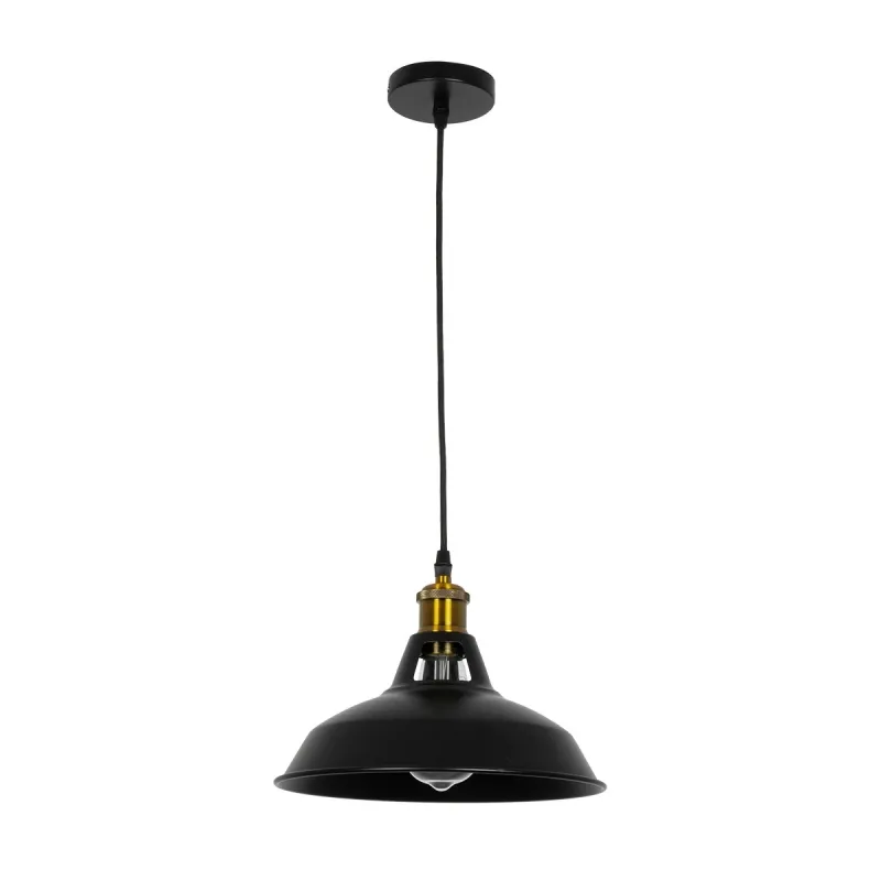 GLOBOSTAR® ANER 01073 Vintage Κρεμαστό Φωτιστικό Οροφής με Ντουί 1 x E27 AC 220-240V IP20 - Μαύρο & Χρυσό - Μ27.5 x Π27.5 x Υ19cm