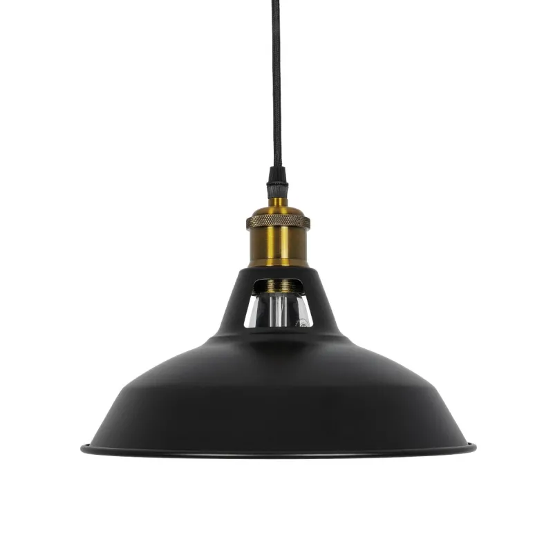 GLOBOSTAR® ANER 01073 Vintage Κρεμαστό Φωτιστικό Οροφής με Ντουί 1 x E27 AC 220-240V IP20 - Μαύρο & Χρυσό - Μ27.5 x Π27.5 x Υ19cm