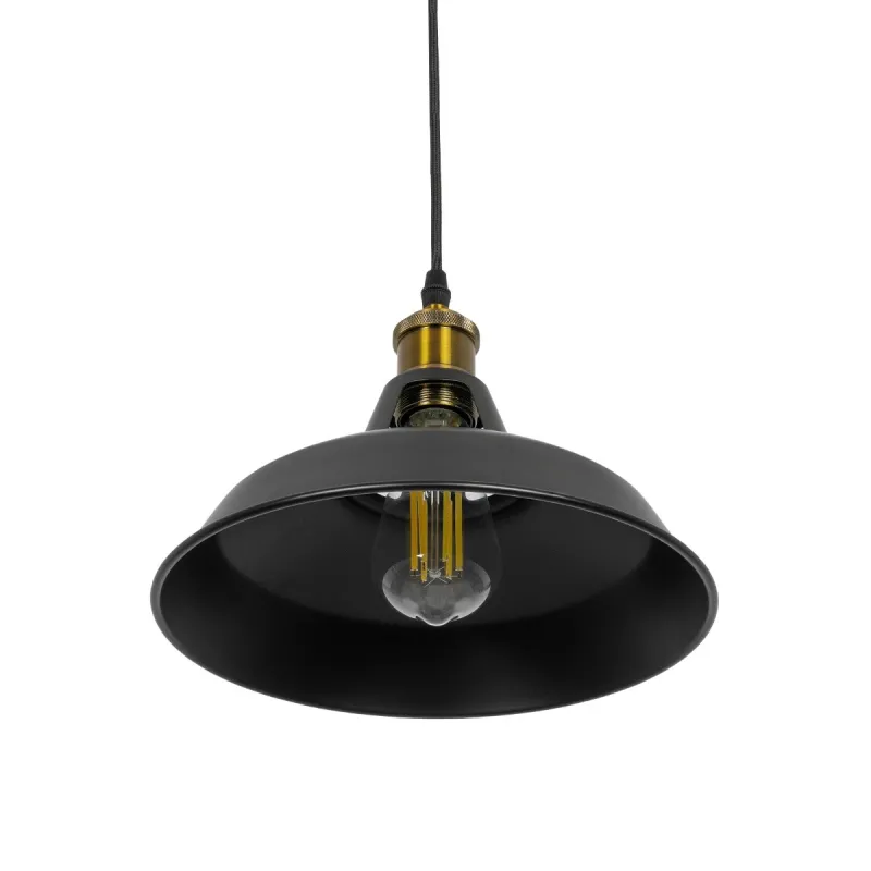 GLOBOSTAR® ANER 01073 Vintage Κρεμαστό Φωτιστικό Οροφής με Ντουί 1 x E27 AC 220-240V IP20 - Μαύρο & Χρυσό - Μ27.5 x Π27.5 x Υ19cm