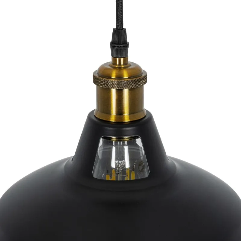 GLOBOSTAR® ANER 01073 Vintage Κρεμαστό Φωτιστικό Οροφής με Ντουί 1 x E27 AC 220-240V IP20 - Μαύρο & Χρυσό - Μ27.5 x Π27.5 x Υ19cm