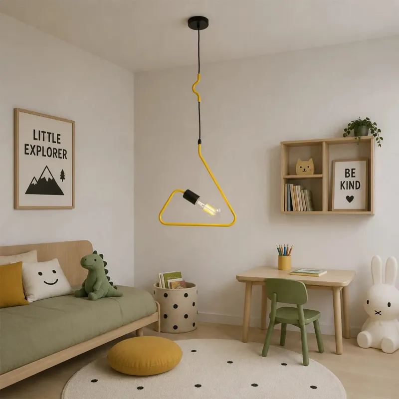 GLOBOSTAR® LIBBY 01097-1 Παιδικό Κρεμαστό Φωτιστικό Οροφής με Ντουί 1 x E27 AC 220-240V IP20 - Κίτρινο - Μ30 x Π4 x Υ32cm