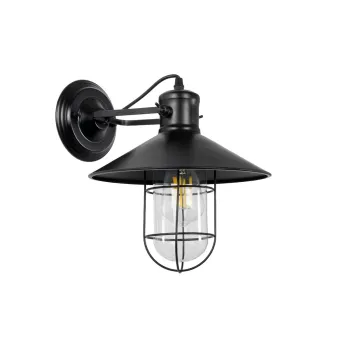 GLOBOSTAR® CELL 01118 Vintage Φωτιστικό Τοίχου - Απλίκα με Ντουί 1 x E27 AC 220-240V IP20 - Μαύρο - Μ26.5 x Π32 x Υ30cm