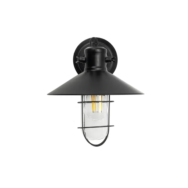 GLOBOSTAR® CELL 01118 Vintage Φωτιστικό Τοίχου - Απλίκα με Ντουί 1 x E27 AC 220-240V IP20 - Μαύρο - Μ26.5 x Π32 x Υ30cm