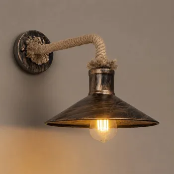 GLOBOSTAR® VINSA 01136 Boho Φωτιστικό Τοίχου - Απλίκα με Ντουί 1 x E27 AC 220-240V IP20 - Χάλκινο & Μπεζ - Μ26 x Π40 x Υ28cm