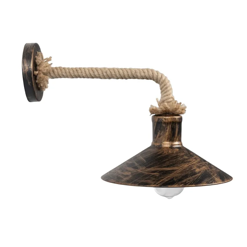 GLOBOSTAR® VINSA 01136 Boho Φωτιστικό Τοίχου - Απλίκα με Ντουί 1 x E27 AC 220-240V IP20 - Χάλκινο & Μπεζ - Μ26 x Π40 x Υ28cm