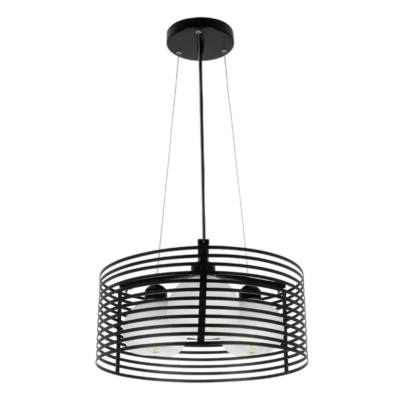 GLOBOSTAR® KEVIA 01150 Μοντέρνο Κρεμαστό Φωτιστικό Οροφής με Ντουί 3 x E27 AC 220-240V IP20 - Μαύρο & Λευκό - Μ40 x Π40 x Υ22cm