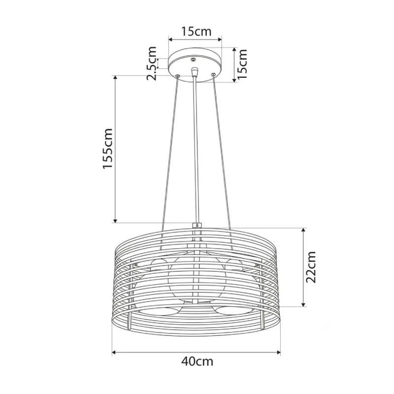 GLOBOSTAR® KEVIA 01150 Μοντέρνο Κρεμαστό Φωτιστικό Οροφής με Ντουί 3 x E27 AC 220-240V IP20 - Μαύρο & Λευκό - Μ40 x Π40 x Υ22cm