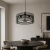GLOBOSTAR® KEVIA 01150 Μοντέρνο Κρεμαστό Φωτιστικό Οροφής με Ντουί 3 x E27 AC 220-240V IP20 - Μαύρο & Λευκό - Μ40 x Π40 x Υ22cm