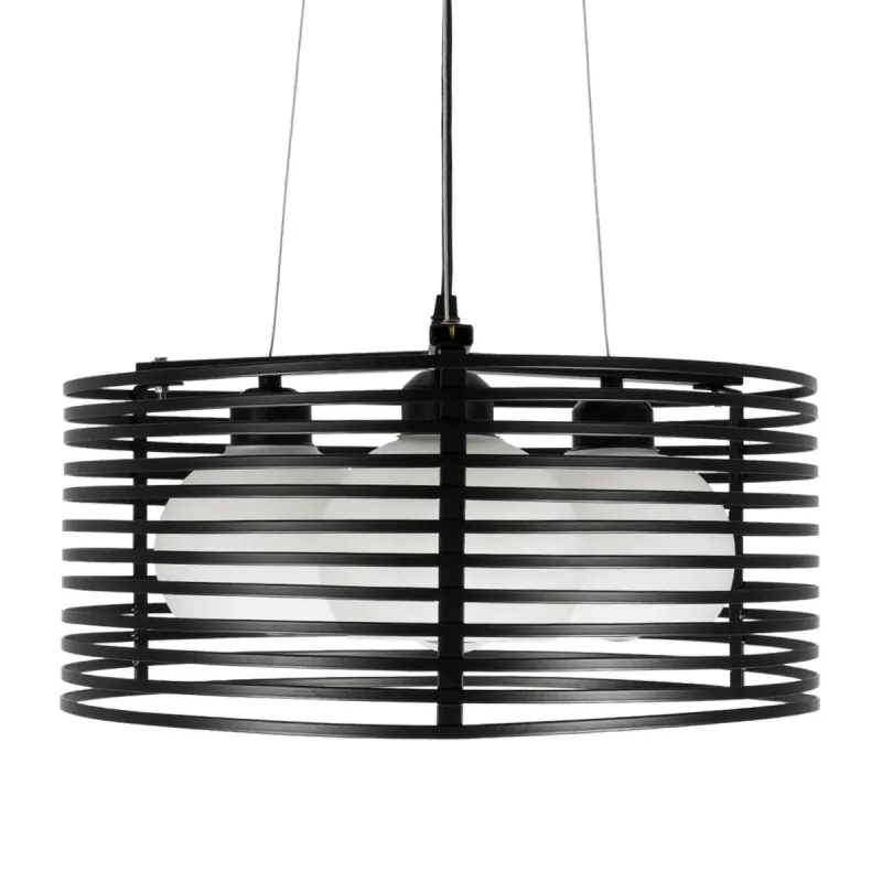 GLOBOSTAR® KEVIA 01150 Μοντέρνο Κρεμαστό Φωτιστικό Οροφής με Ντουί 3 x E27 AC 220-240V IP20 - Μαύρο & Λευκό - Μ40 x Π40 x Υ22cm
