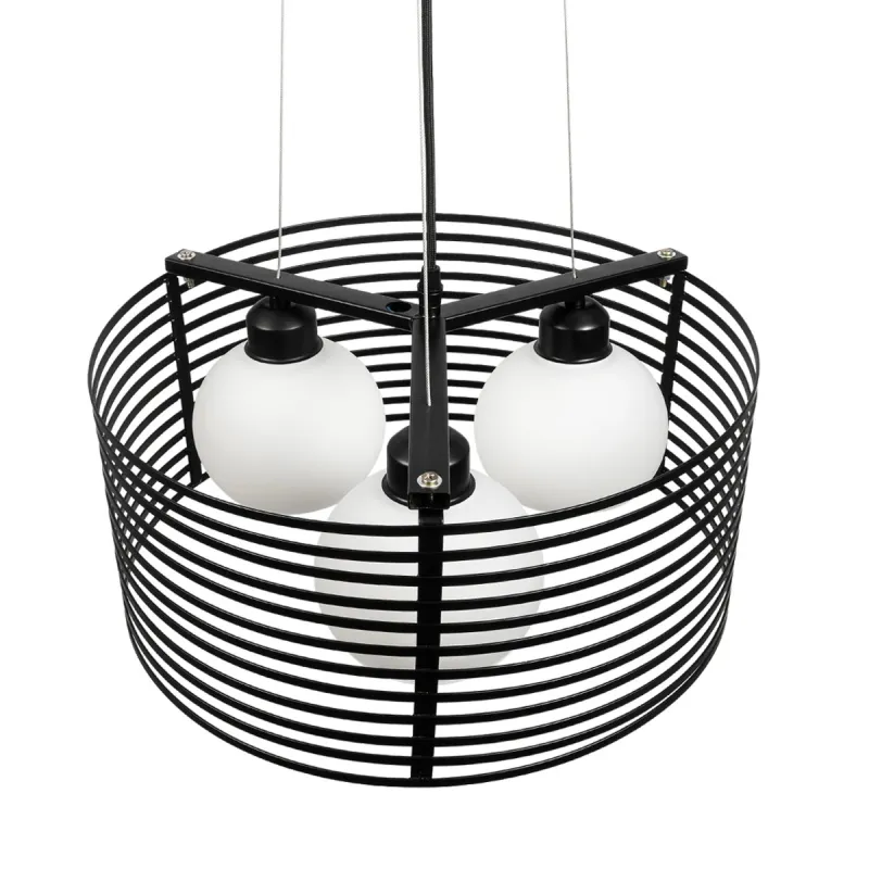 GLOBOSTAR® KEVIA 01150 Μοντέρνο Κρεμαστό Φωτιστικό Οροφής με Ντουί 3 x E27 AC 220-240V IP20 - Μαύρο & Λευκό - Μ40 x Π40 x Υ22cm
