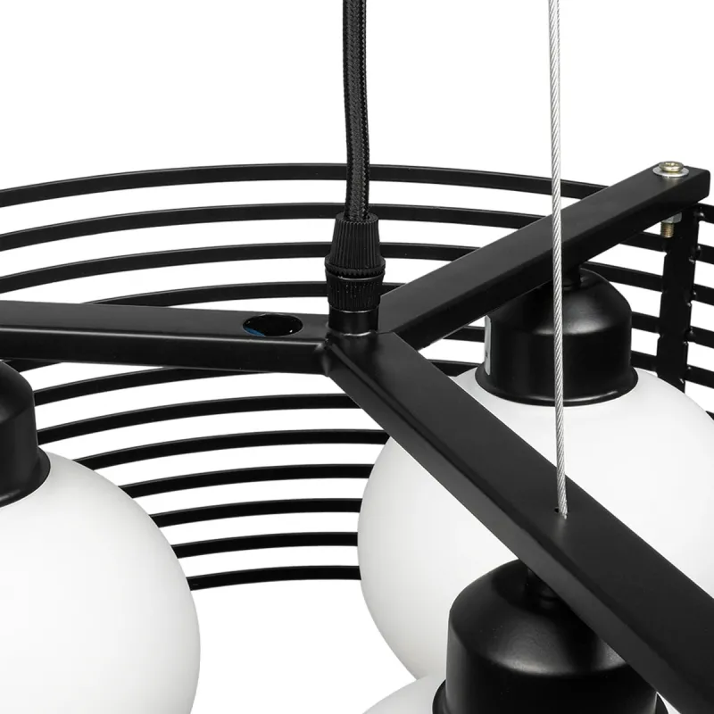 GLOBOSTAR® KEVIA 01150 Μοντέρνο Κρεμαστό Φωτιστικό Οροφής με Ντουί 3 x E27 AC 220-240V IP20 - Μαύρο & Λευκό - Μ40 x Π40 x Υ22cm